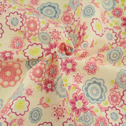 Pink And Green Flower Plaid Design 100% Cotton Textile Fabric Meter Tissus Au Metre Tecidos De Patchwork Sewing Dress Material