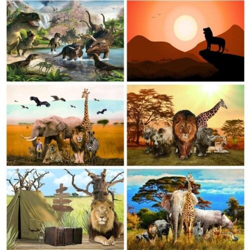 Safari Jungle forest wild animals Photography Background Baby Desserts Table Party Decor Photo Booth Backdrop Studio Photocalls