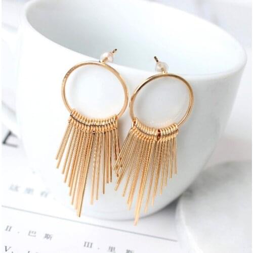 New Fashion Vintage Dangle Earrings For Women Jewelry Bright Tassel Earrings Round Ancient Long Drop Earrings Brincos