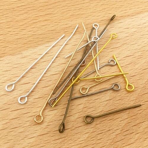 200pcs/lot 18 22 24 30 34 45 mm Eye Heads Pins Gold/Silver/Bronze Plated Eye Pins For Jewelry Findings Making Accessories