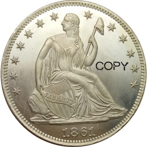 United States Liberty Seated Half Dollars No Motto Above Eagle 1861 O Brass Plated Silver Copy Coin