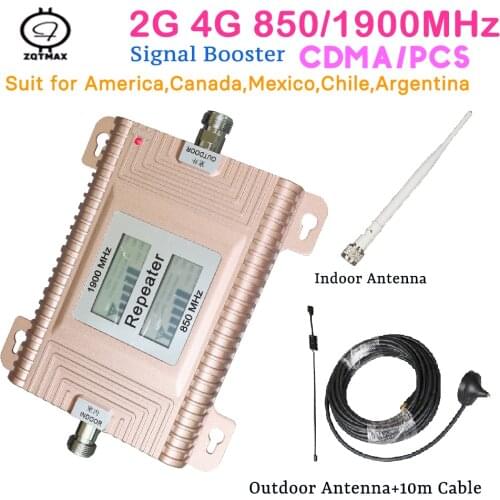 2g 3g 4g booster gsm 850 cell Phone Signal Amplifier cdma pcs Repeater smartphone 1900MHz lte cellular amplificador with antenna