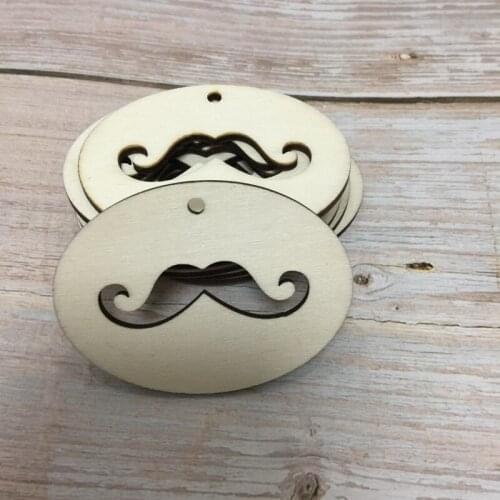 Mustache wooden oval shape jewelry making gift tages