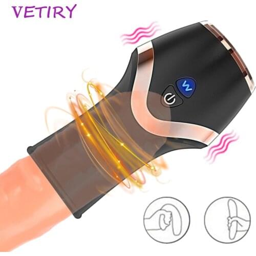 VETIRY Adult Endurance Exercise 12 Speed Aircraft Cup Penis Pump Vibrator Penis Delay Trainer Sex Toys for Men Male Masturbator