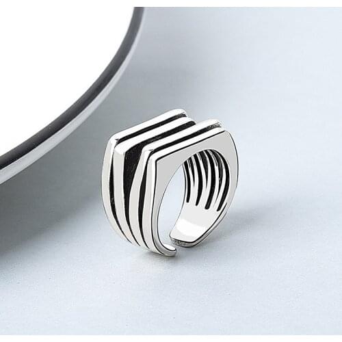 Vintage Punk 925 Sterling Silver Jewelry Multilayer Cocktail Ring For Women Party Ring Jewelry jz216