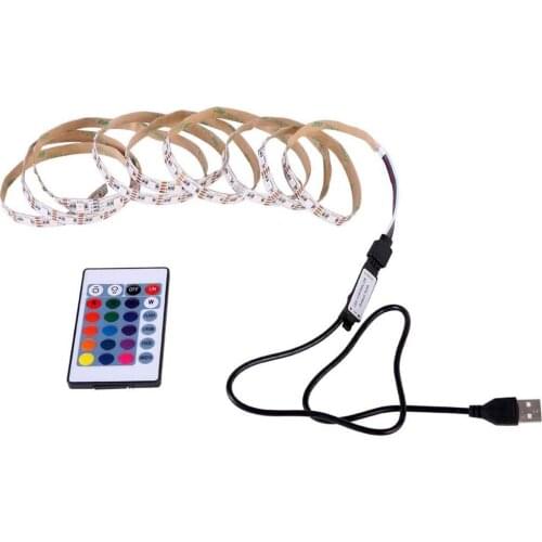 USB LED Strip Light 24 Colors Changing String Tape Ribbon Waterproof RGB LED TV Backlight With Remote Controller