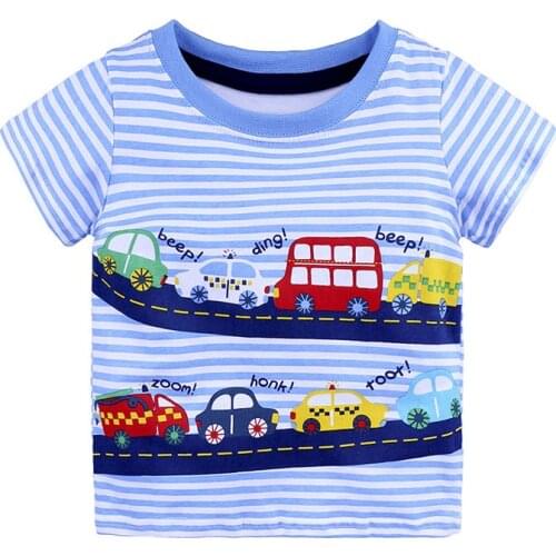 1-6Y Casual Fashion Summer Toddler Baby Boys T Shirts Cotton Style Short Sleeve O-Neck Pullover Cartoon Print