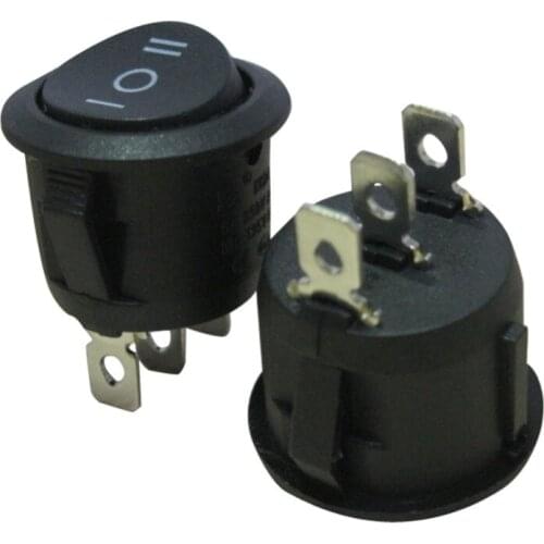 1pcs Red Black White ON/OFF Round Rocker Toggle Switch 6A/250VAC 10A 125VAC Plastic Push Button Switch 2PIN