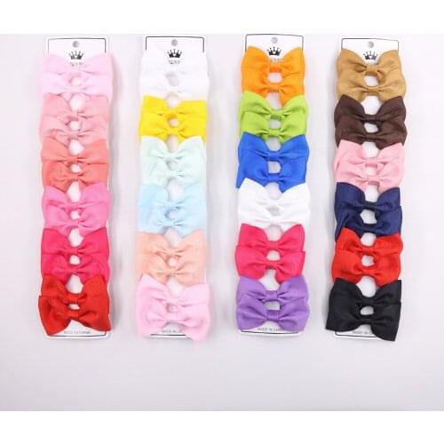 10Pcs/set Children Cute Grosgrain Ribbon Bows Ornament Hair Clips Baby Girls Colorful Hairpins Kids Sweet Hair Accessories