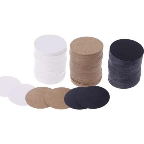 100pcs Blank Kraft Paper Hang Tags Wedding Party Favor Label Price Gift Card 4cm U2JC