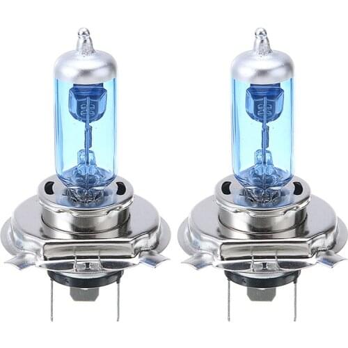 2pcs 60/55W H4 Car Halogen Headlight Blue Glass 12V 5000K Super White Auto Replace Headlight Bulbs