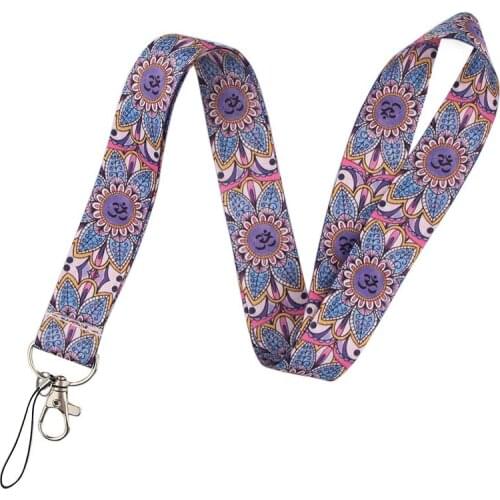 20pcs Yoga lotus Lanyards Cool Neck Strap webbings ribbons Phone Keys ID Card Holder Lanyard For Keys DIY Hang Ropes
