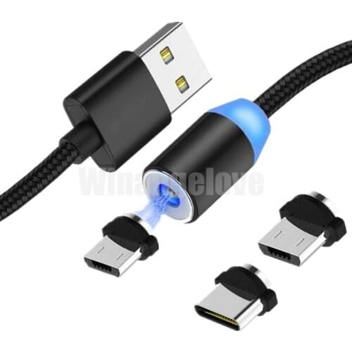 200pcs/lot 3 in 1 Magnetic Charge Cable Micro USB Cable For iPhone 11 XR XS Max Magnet Charger USB Type C Cable Charging Wire