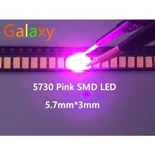 500 pcs 5630/5730 SMD/SMT pink Color Surface Mount Diodes SMD SMT 5730 LED light Chip- (1.8~3.4V / ) Diodes Ultra Birght Led