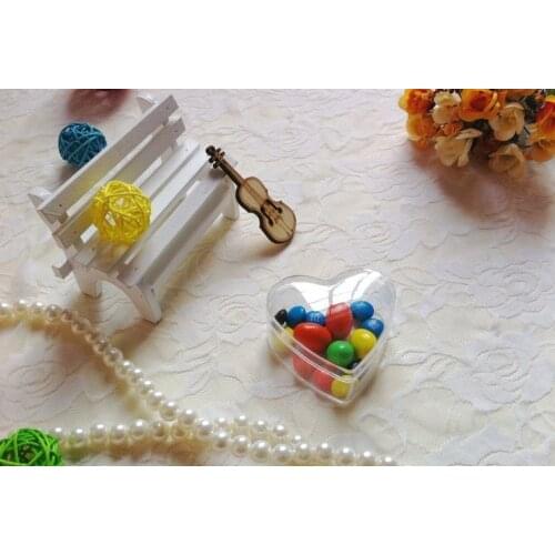 6.5x6.5x3cm 100pcs transparent plastic Christmas decoration flat heart box ,plastic flat bottom box for food gift packing