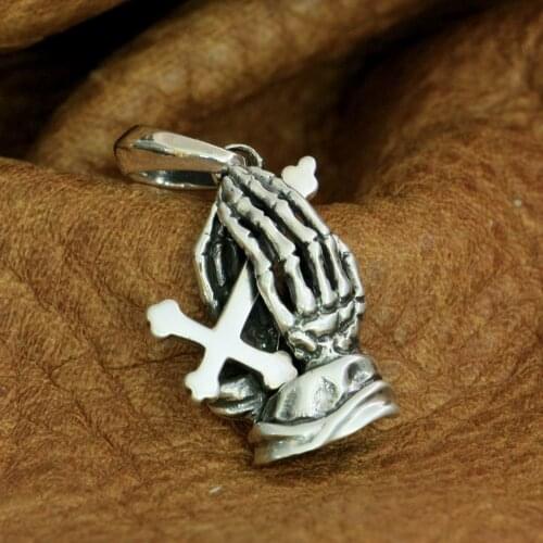 925 Sterling Silver Praying Pendant Charms Cross Pendant TA278