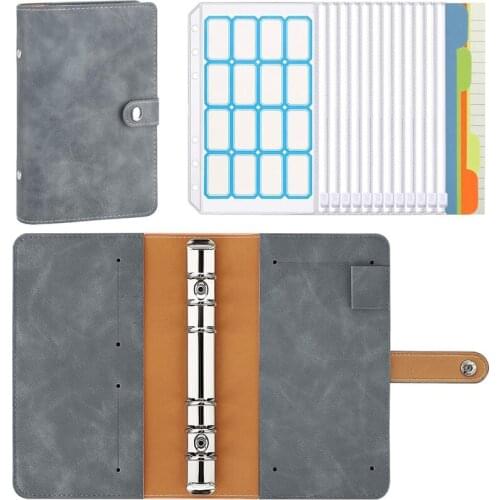 A6 Budget Binder 6-Ring PU Leather Loose-Leaf Notebook Folde Very Suitable for Home School or Work Use