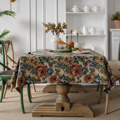 American Cotton And Linen Tablecloth Color Jacquard Tablecloth Oil Painting Thick Tablecloth