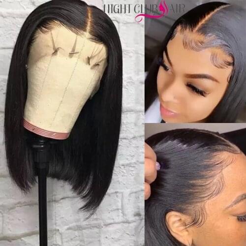 Brazilian 13x4 Bob Human Hair Wigs Pre Plucked With Baby Hair Bone Straight 150% 4x4 Closure Wig Short Bob T Part Wigs For Women