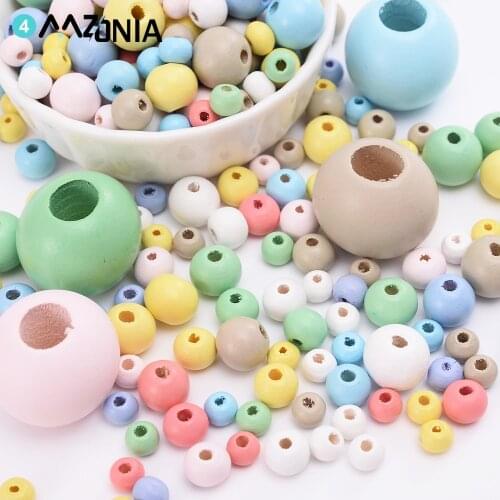 6/8/10/12/24mm Color Wooden Beads Round Ball Spacer Beading Natural Wood Beads For Jewelry Making DIY Bracelet Findings
