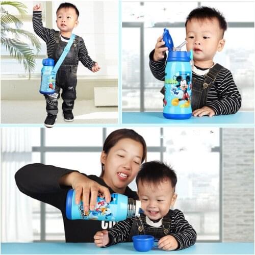 Disney childrens mug cartoon with straw Drink cup stainless steel shatter-resistant kettle kindergarten childrens school mug