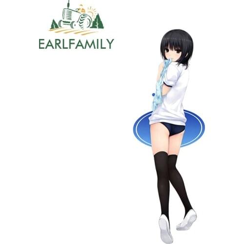 EARLFAMILY 13cm x 4.5cm For Anime Girl Windshield Decal Funny Car Stickers Personality Trunk Waterproof Sunscreen Car Styling