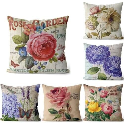 Hot Sale Flowers Printed Pillowcase Polyester Printing Pillow Cover Lovers Gift Throw Pillow Case Decorative Kussensloop