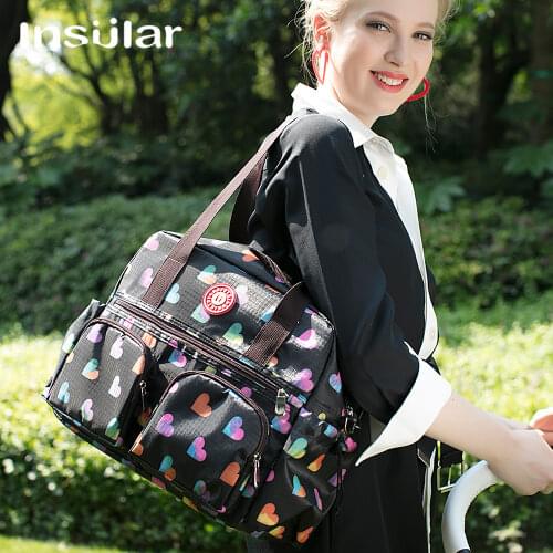 Insular New Style Printed Baby Diaper Bag Premium Quality Mommy Nappy Bag Women Tote Bag Messenger Mother Bag Travel