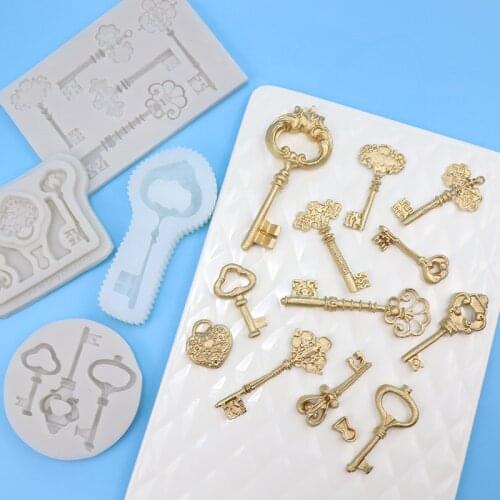 Classical Retro Love Key Lock Silicone Mold Fondant Mould Cake Decor Tools Chocolate Gumpaste Molds, Sugarcraft, Kitchen Gadget