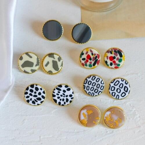 Lifefontier Multiple Round Polymer Clay Small Earrings for Women Girl Cute Colorful Pattern Clay Stud Earrings Jewelry 2021