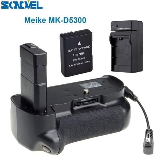 Meike MK-D5300 Multi-Power Vertical Camera Battery Grip Pack for Nikon D5300 D3300 with EN-EL14 Batteries+charger