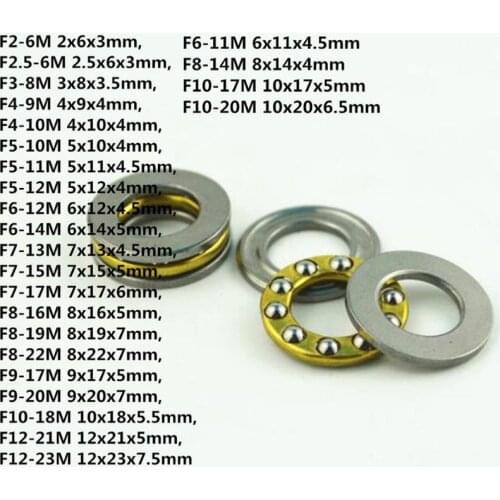 10PCS F2-6M To F12-23M Mini 3-in-1 Plane Axial Ball Bearing Thrust Bearing