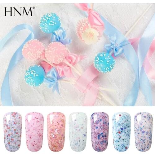 HNM Milk Granule Nail Gel Soak Off Semi Perment Lucky Lacquer Stamping Enamel Nail Gel Polish UV LED Hybrid Varnish 8ML