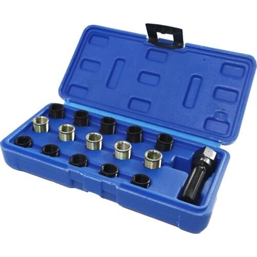 16 Pcs M14x1.25 Spark Plug Rethread Thread Repair Tools Kit