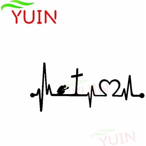 Cross Heartbeat Jesus Faith Bible Christian Car Sticker Fashion PVC Waterproof Sunscreen Decal Black/White/Red/Laser/Silver