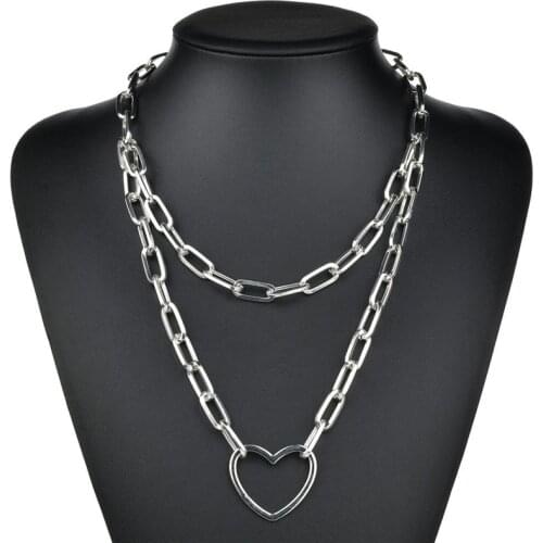 2020 New Heart Punk Female Pendant Necklace Long Winter Sweater Chain Lock Necklace Women Necklaces Jewelry Gift