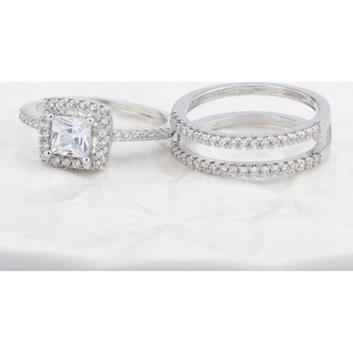 New Creative Rings Set 4-Claw Square Crystal Zircon Luxury Trend S925 Jewelry For Women Wedding Engagement Best Statement Gifts