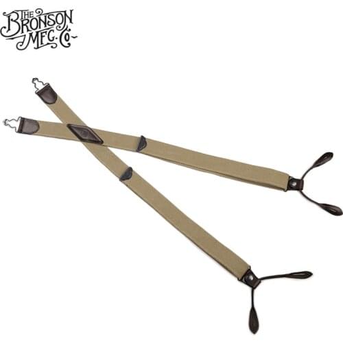 Bronson Old Time Solid Color Suspenders Adult Suit Pants Suspender Cowhide Spaghetti Flexible Shoulder Strap