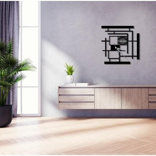 Perspective Large Black Metal Geometric Quiet Wall Clock Unique Modern Cool Stylish Creative Design Items Home Office Decoration