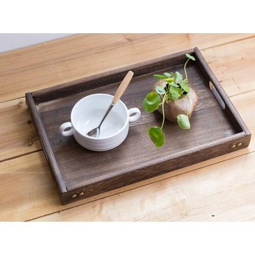 Japan Style Rectangular Solid Wooden Tea Tray Tableware Dinner Breakfast Holder Tray Bread Plates Food Storage Tray