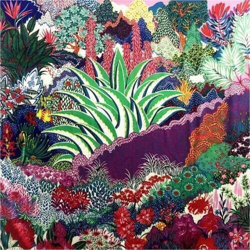 130cm Luxury Jungle Square Scarf 100% Twill Silk Scarves Women Brand Hijab Scarf Shawl Design Bandana Foulard Pashmina For Lady