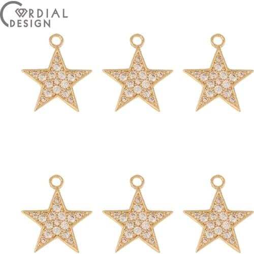 Cordial Design 50Pcs 11*12MM DIY Pendant/Hand Made/Earrings Accessories/Star Shape/CZ Charms/Jewelry Findings & Components
