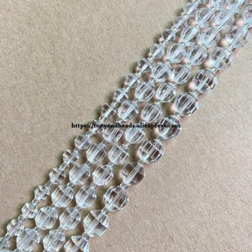 2lots more 10% off ! Semi-precious Stone American Football Faceted AA Quality Clear Crystal 7" Round Loose Beads 6 8 10 mm