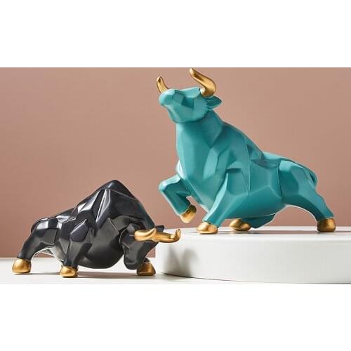 Nordic Modern Decoration Ceramic Bull Cool Ornaments Animal Figurines Living Room Decoration Accessories Statues for Decoration