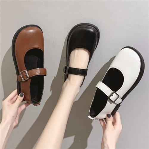 LIHUAMAO Japan style Mary jane shoes ballet flats strap round toe casual dancing party work office ladies shoes cosplay