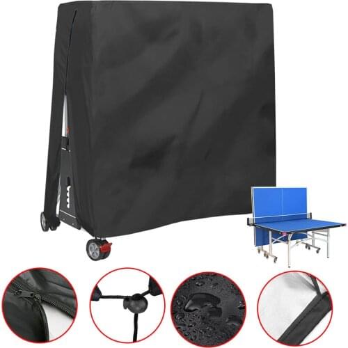Outdoor Waterproof Oxford Cloth Black Table Tennis Folding Table Dust Cover Zipper Indoor/Outdoor Storage Sports Accessories