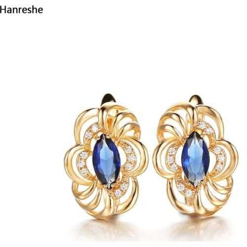 Hanreshe Natural Zircon Drop Earrings Girl Punk Jewelry Wedding Earring Gold Small Blue Green Crystal Pendant Earring Women Gift