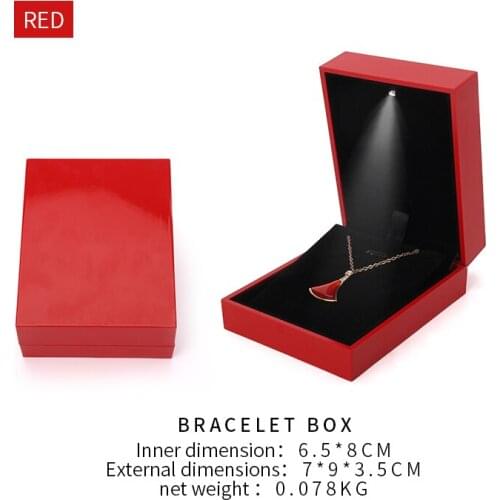 New Red Led Female Necklace Jewelry Display Box For Earring Wedding Ring Bracelet Cases Lover Engagement Gift 7 Colors Available
