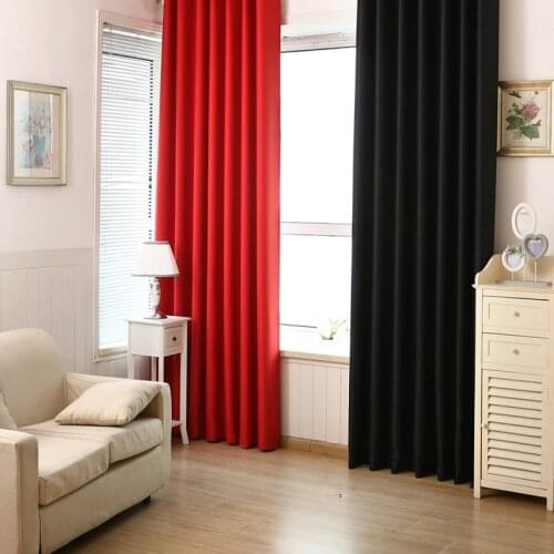 Solid color Full blackout curtains red black window curtain for Living Room Bedroom Kitchen window drape shading Home decoration