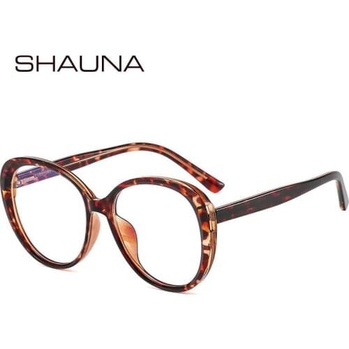 SHAUNA Retro Round Women Eyeglasses Frame Fashion Clear Anti Blue Light Optical Eyewear TR90 Spring Hinge Men Glasses Frame
